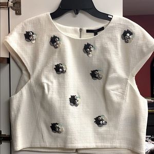 White, structured crop top to layer or wear alone